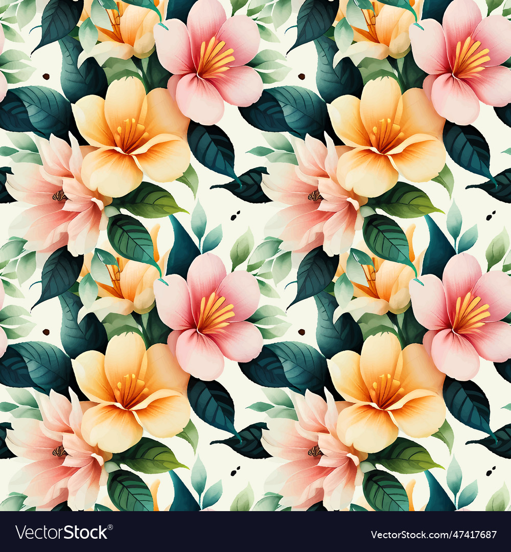 Floral shape watercolor seamless pattern