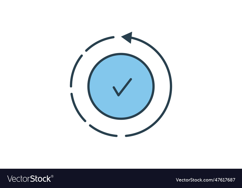 In progress icon check mark inside the circle vector image In progress icon check mark inside the circle