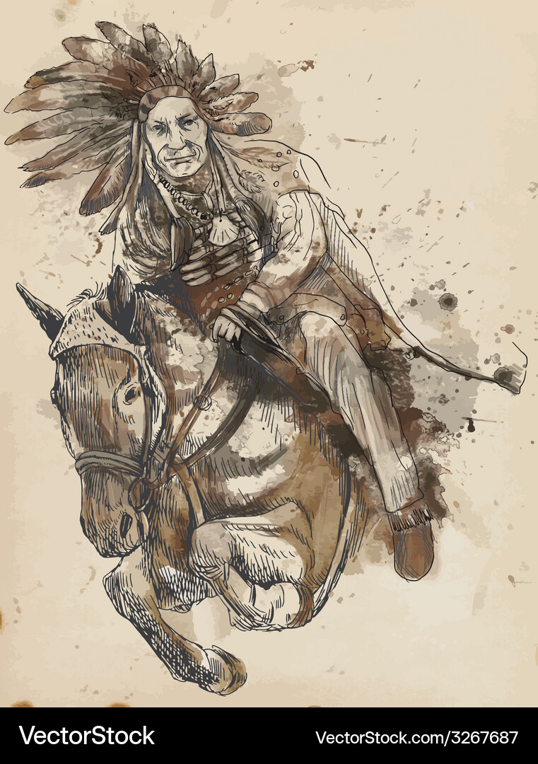 Indian chief riding a horse Royalty Free Vector Image