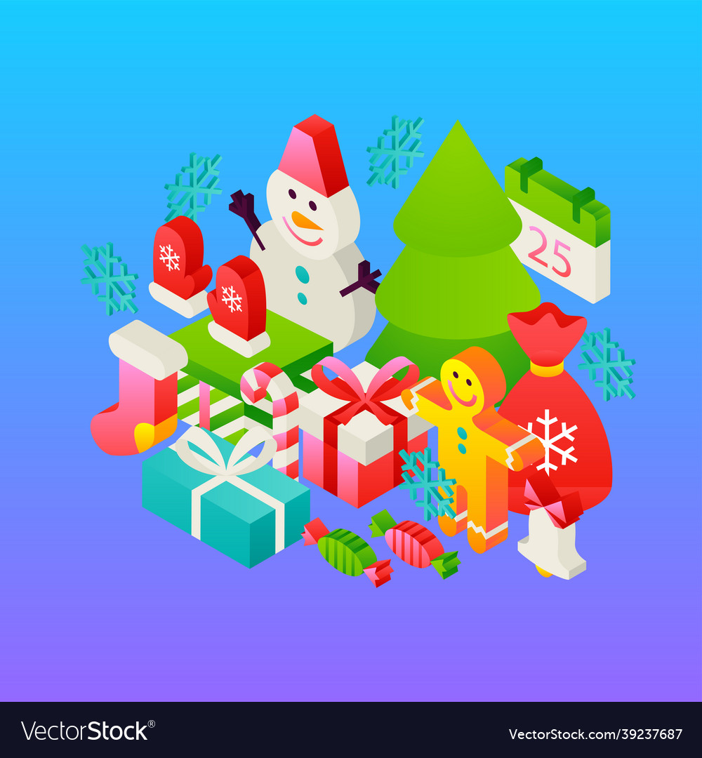 Merry christmas gradient winter concept vector image Merry christmas gradient winter concept
