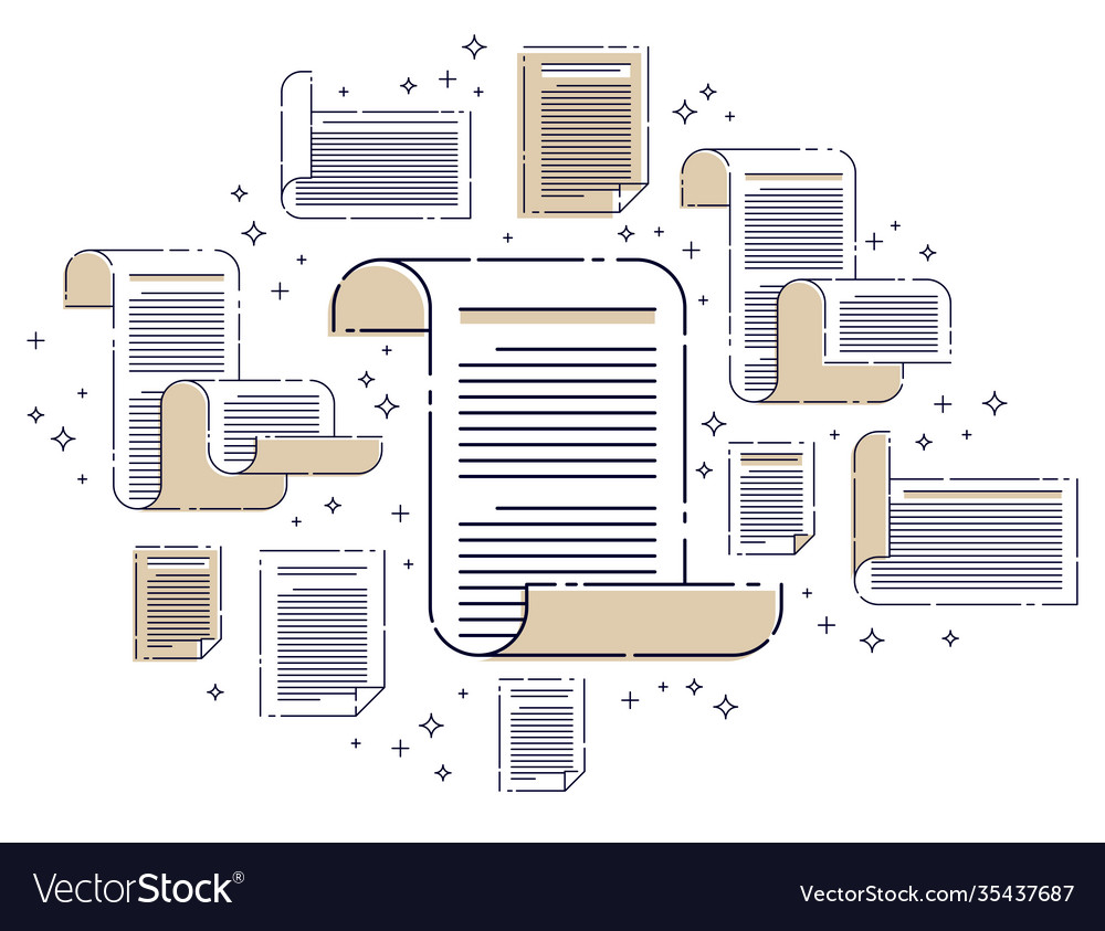 Paper document with icon set electronic