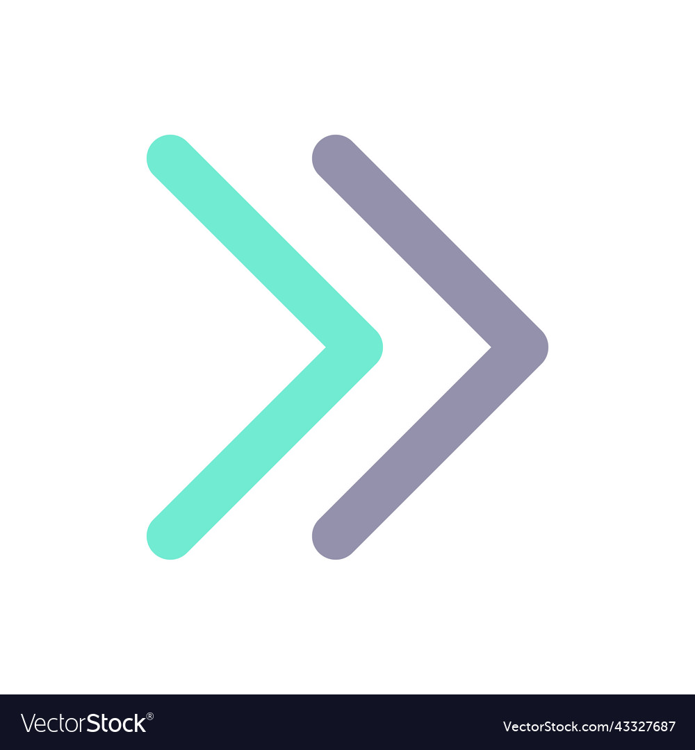 Right double arrow flat color ui icon vector image Right double arrow flat color ui icon