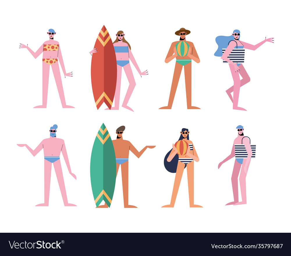 Summer people cartoons with swimwear symbol