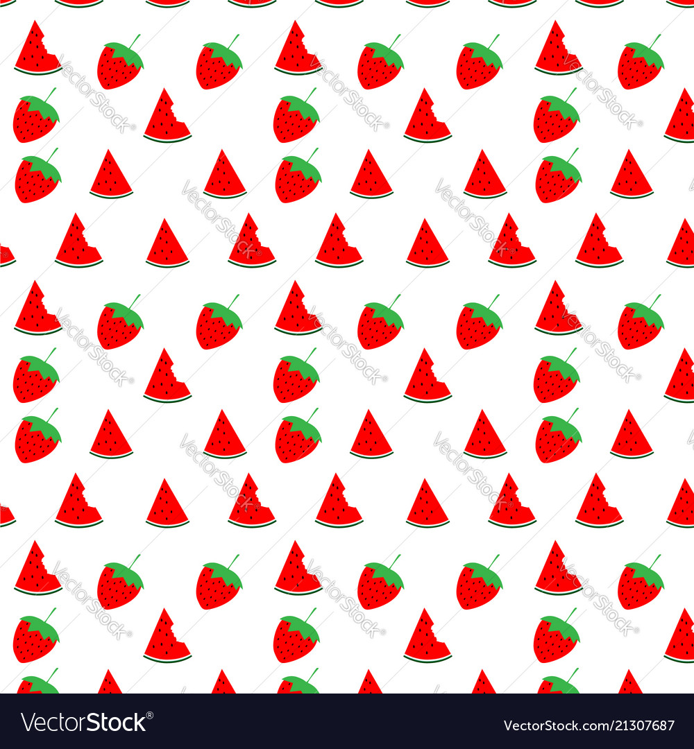 Watermelon and strawberry seamless pattern design Vector Image
