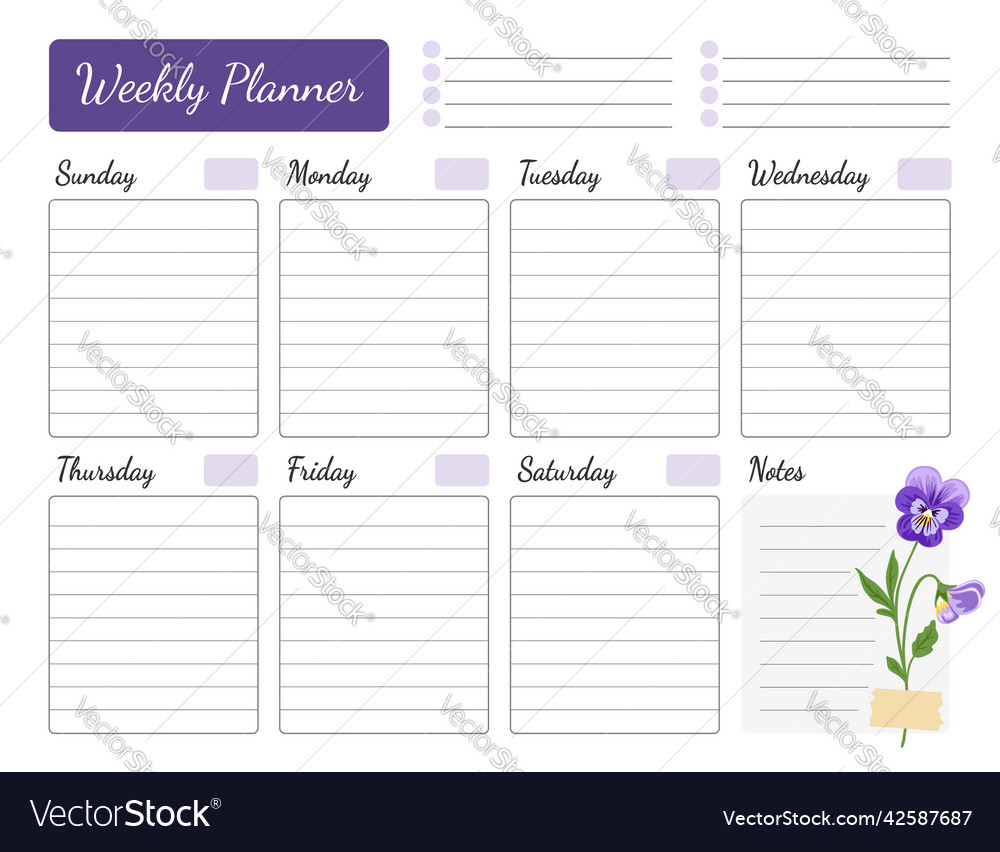 Weekly planner with floral design schedule