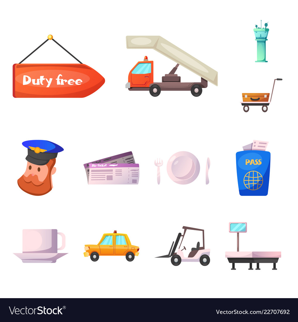 Design of airport and airplane icon set