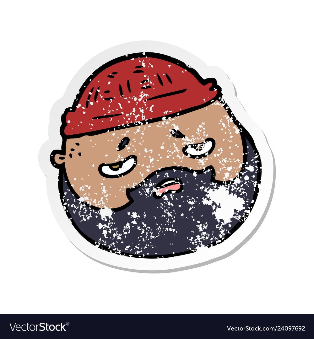 Distressed sticker a cartoon male face