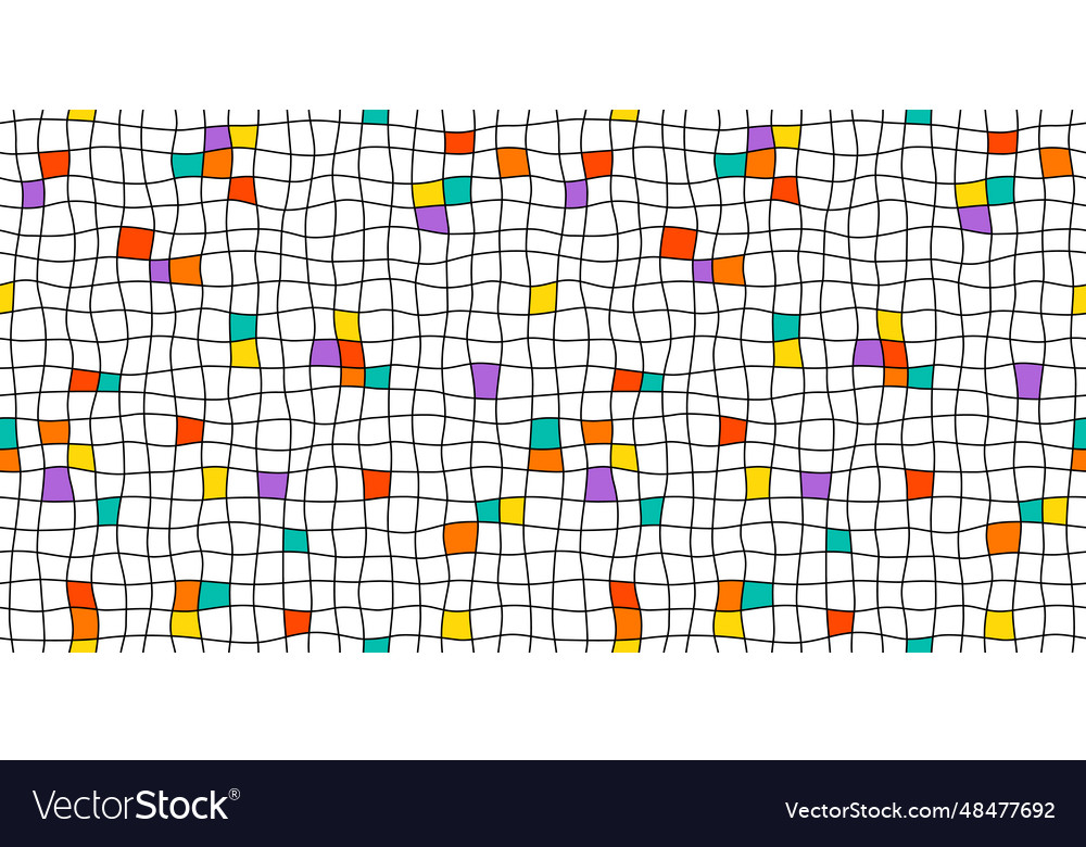 Hand drawn color square grid seamless pattern Vector Image
