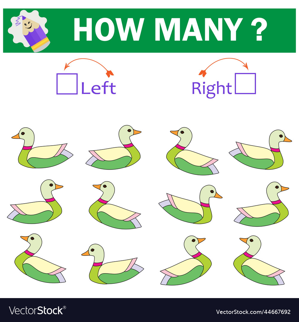 Left or right logic game for kids count how many