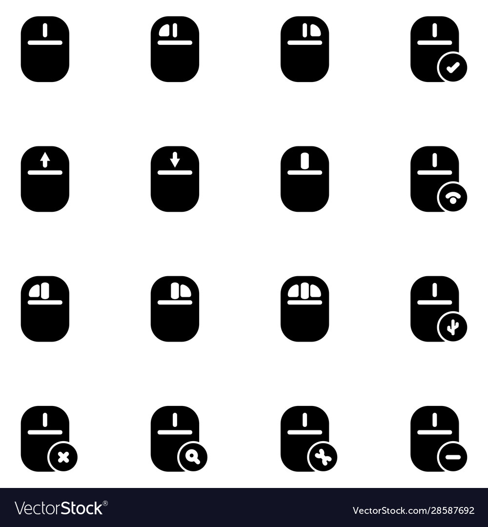Mouse icon set design solid style vector image Mouse icon set design solid style