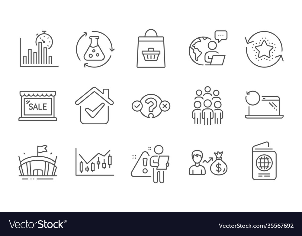 Passport report timer and sallary icons set vector image Passport report timer and sallary icons set