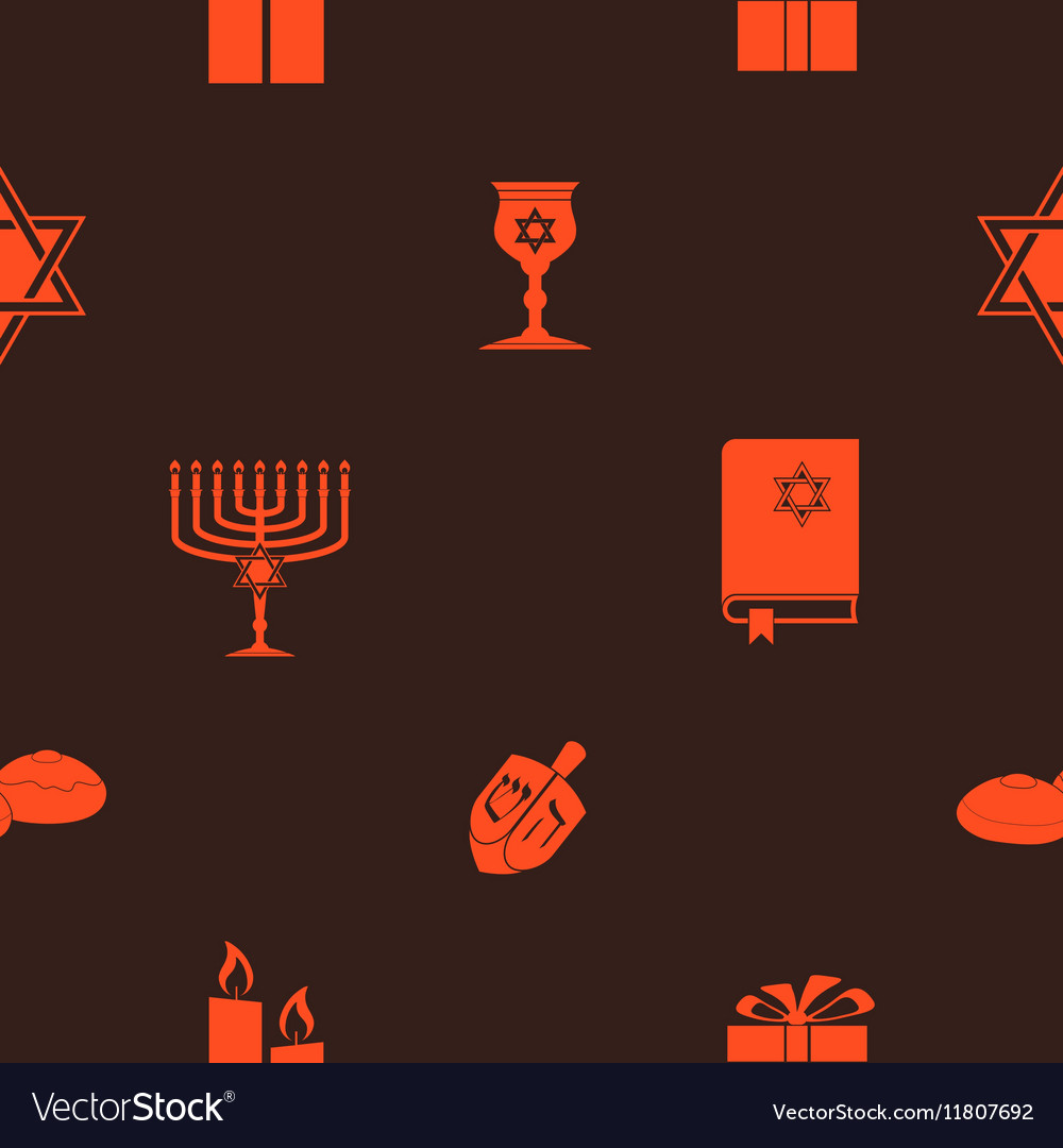 Seamless pattern with hanukkah symbol icons