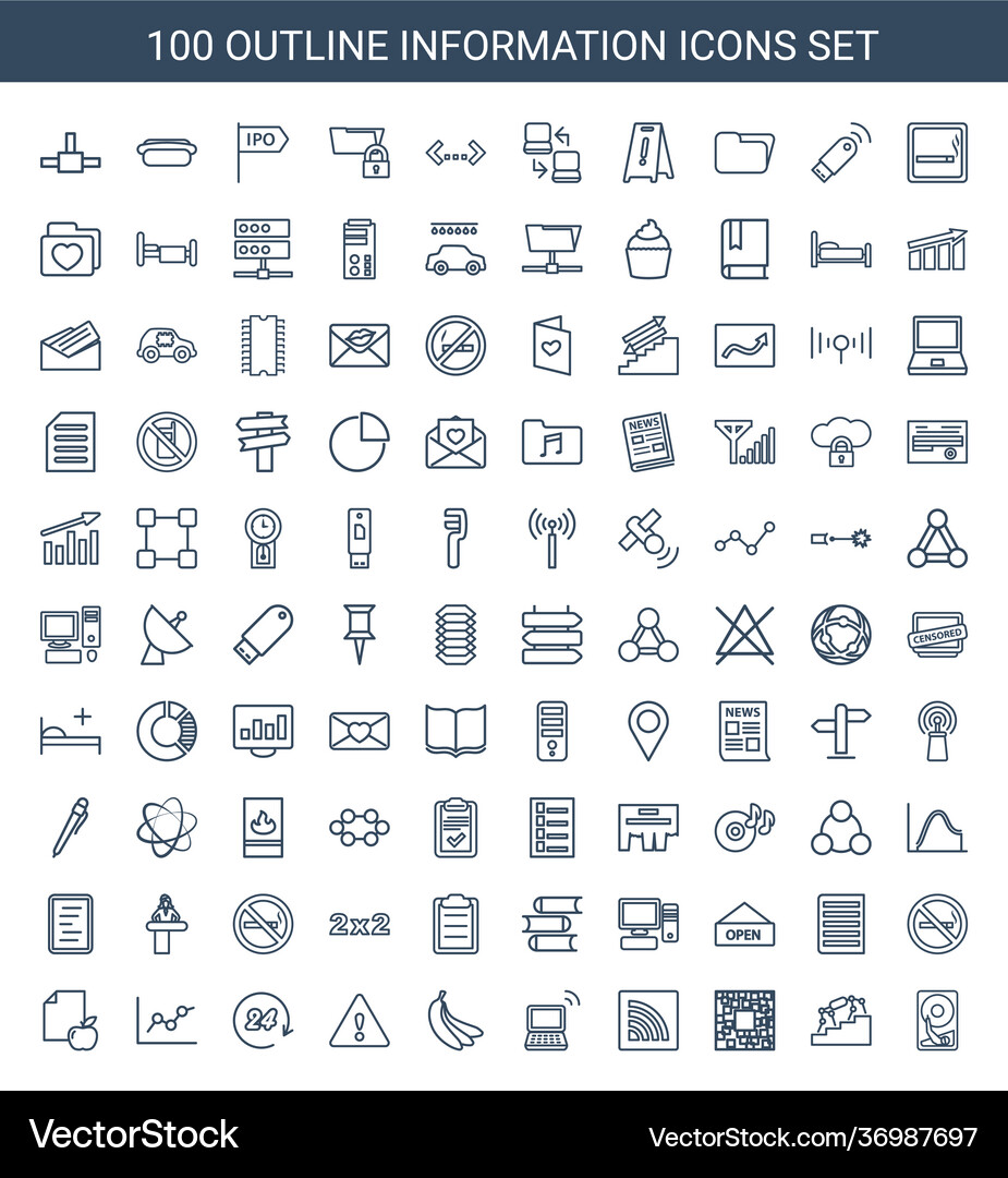 100 information icons Royalty Free Vector Image