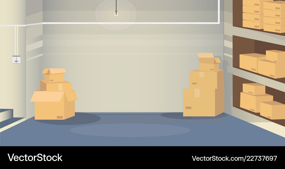 A warehouse room with boxes Royalty Free Vector Image