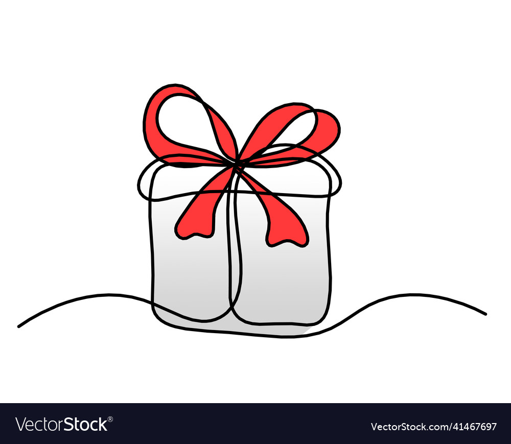 Abstract color present box as continuous line
