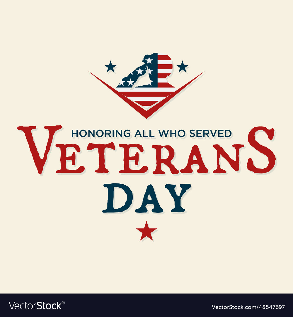 Abstract letter veterans day background emblem Vector Image