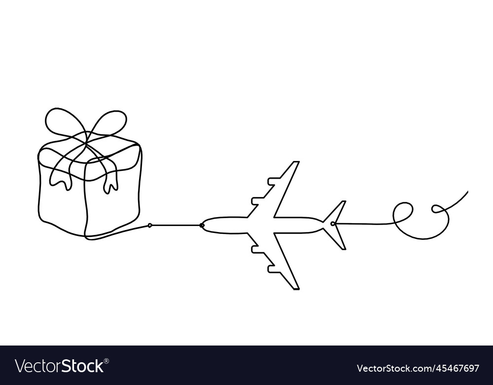 Abstract present box and plane as continuous line