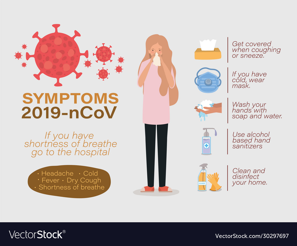 Avatar woman symptoms 2019 ncov virus Royalty Free Vector