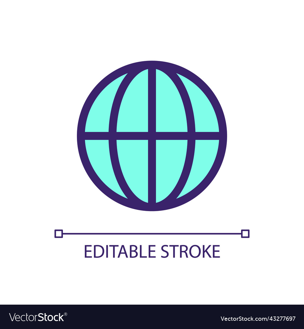 Globe pixel perfect rgb color ui icon vector image Globe pixel perfect rgb color ui icon