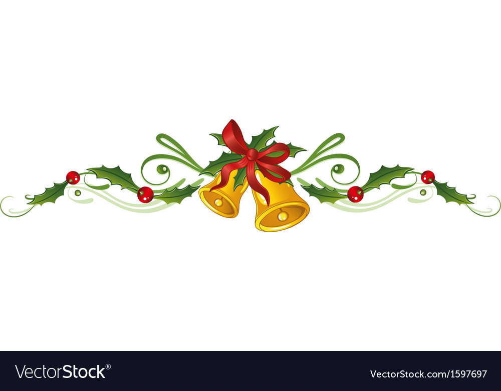Holly bells christmas Royalty Free Vector Image