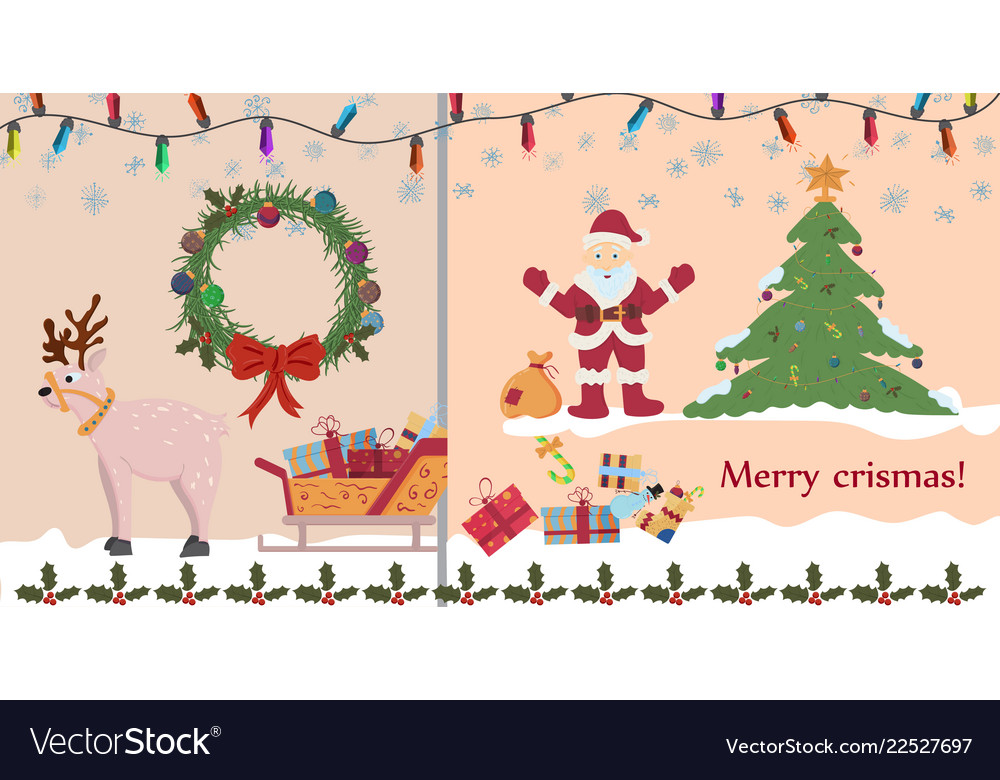 layout postcards 2 on christmas and new year vector image merry christmas layout