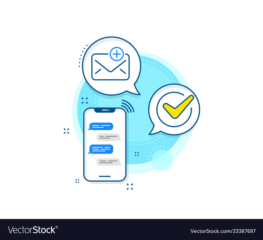 New mail line icon add message correspondence vector image New mail line icon add message correspondence