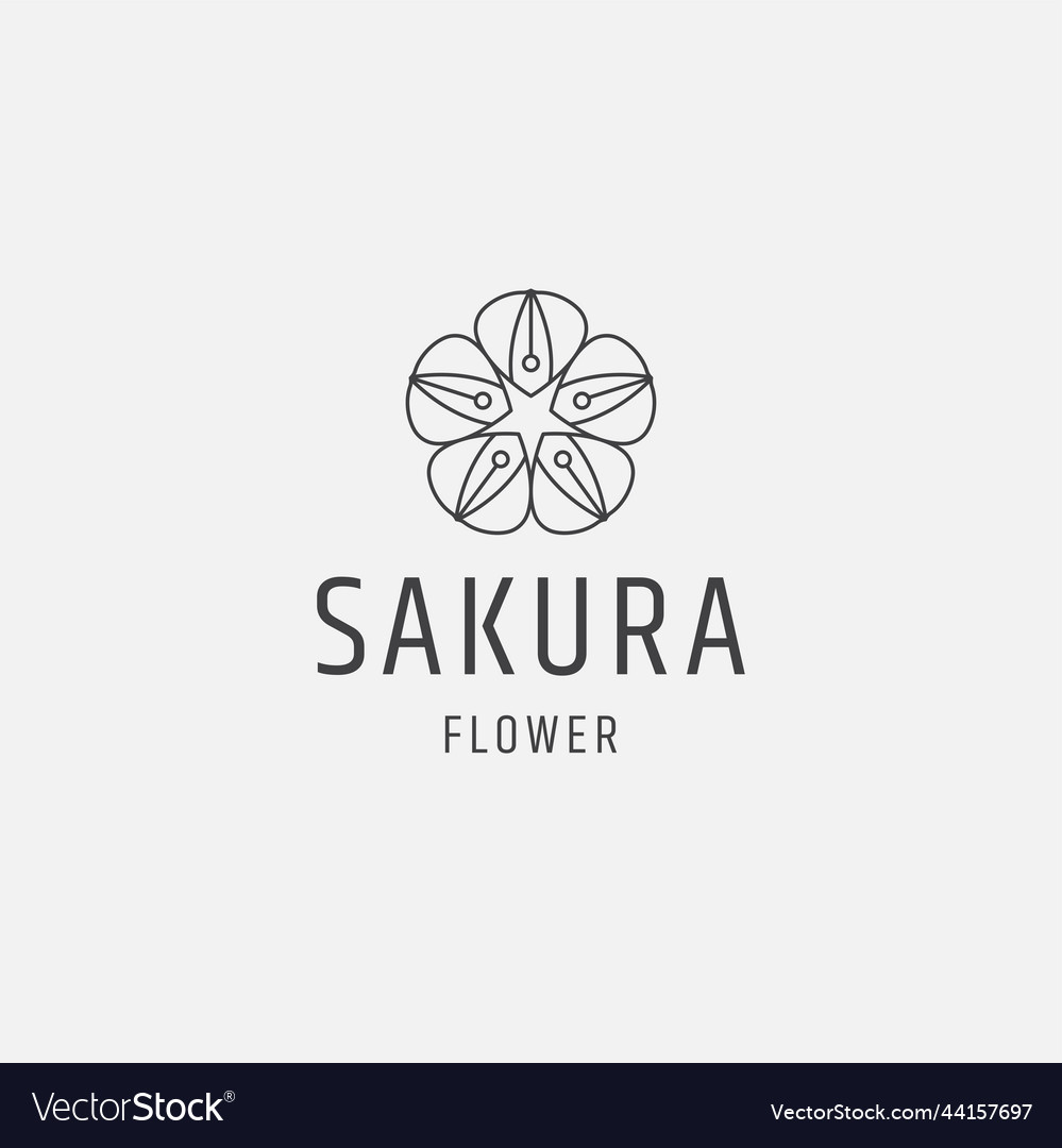 Sakura Blume Logo Icon flache Designvorlage