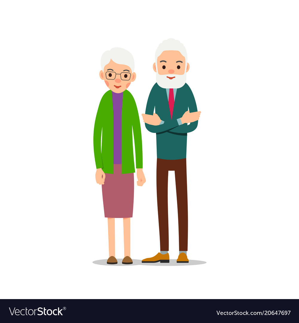 Senior couple two aged people stand elderly man Vector Image