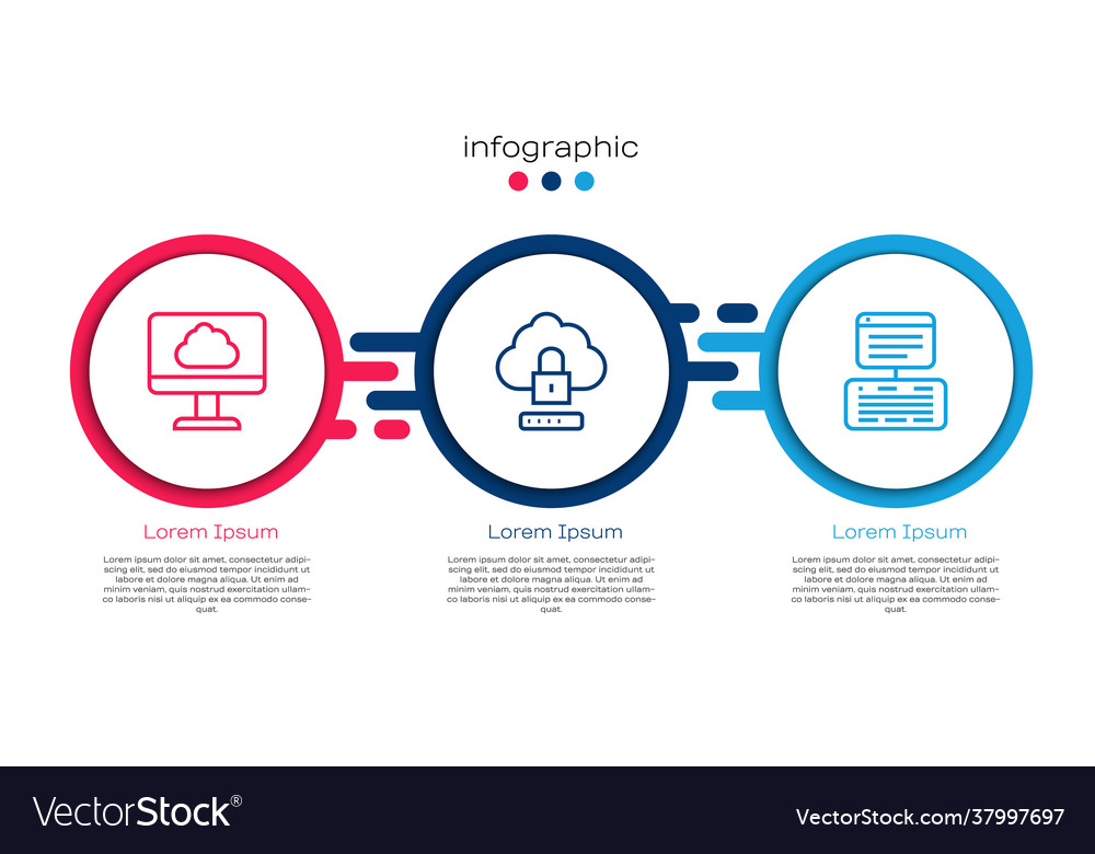 Set line cloud technology data transfer computing vector image Set line cloud technology data transfer computing