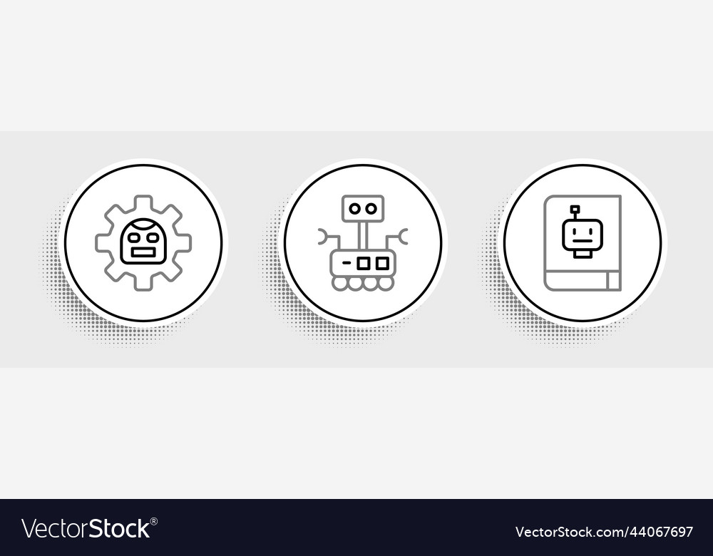 Set line user manual robot and icon vector image Set line user manual robot and icon