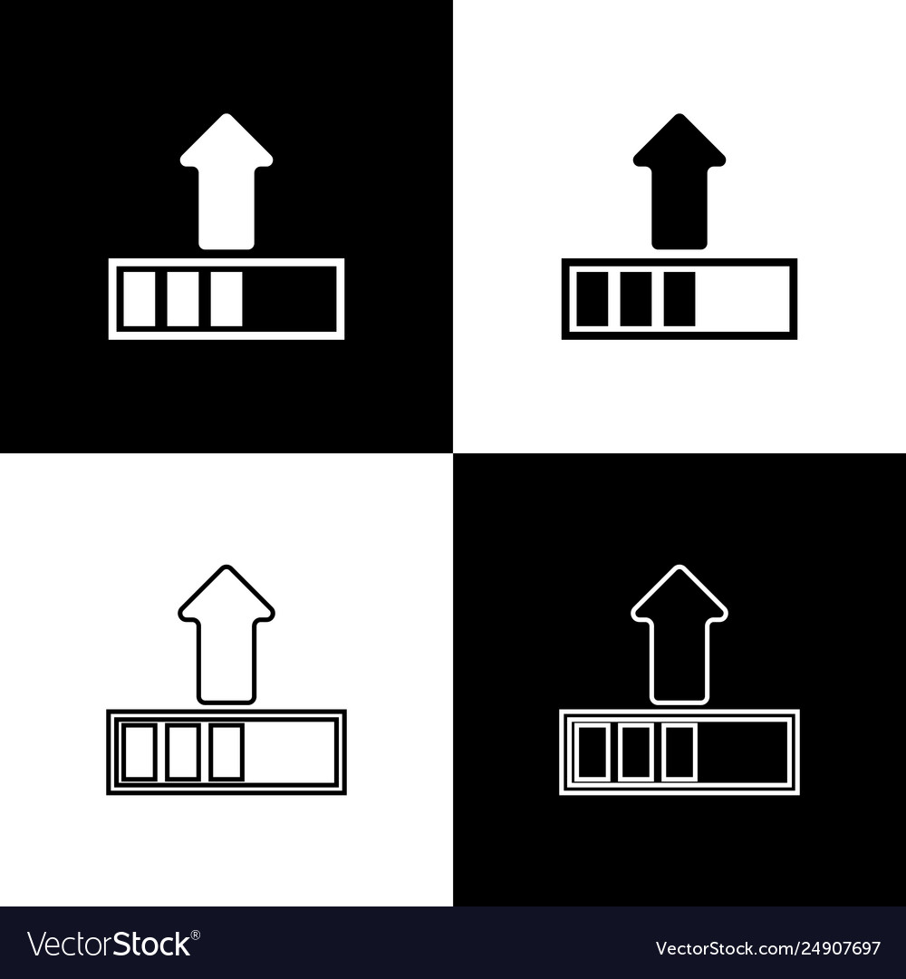 Set loading icons isolated on black and white Vector Image Set loading icons isolated on black and white