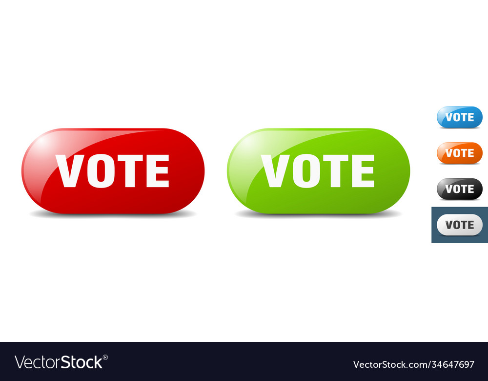 Vote button key sign push set vector image Vote button key sign push set