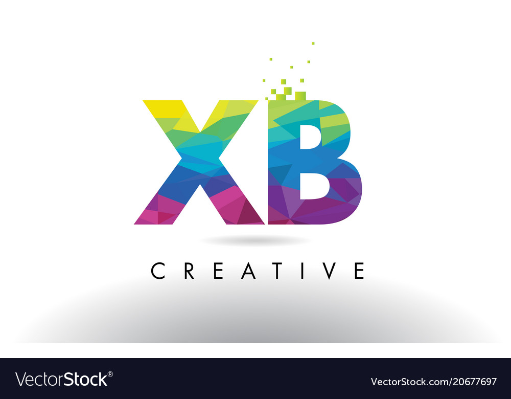 Xb x b colorful letter origami triangles design Vector Image