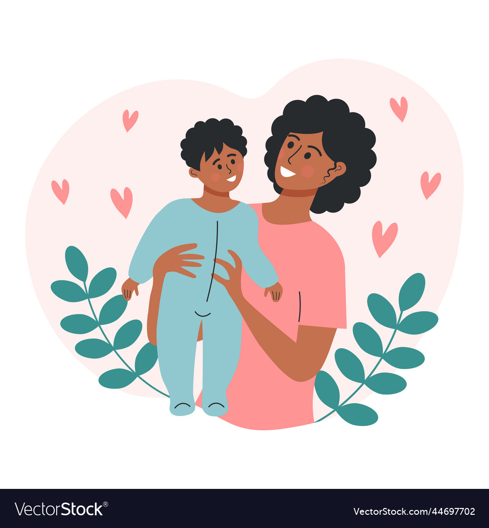 Afro american woman with a child mother baby Vector Image