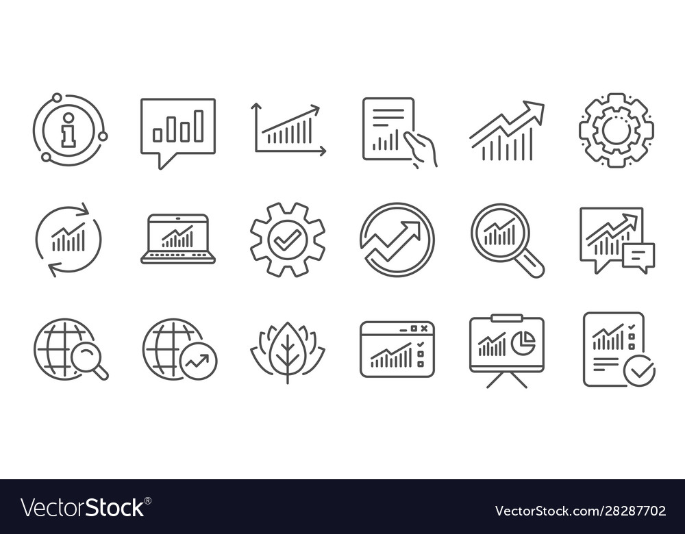 Analytics line icons reports charts and graphs