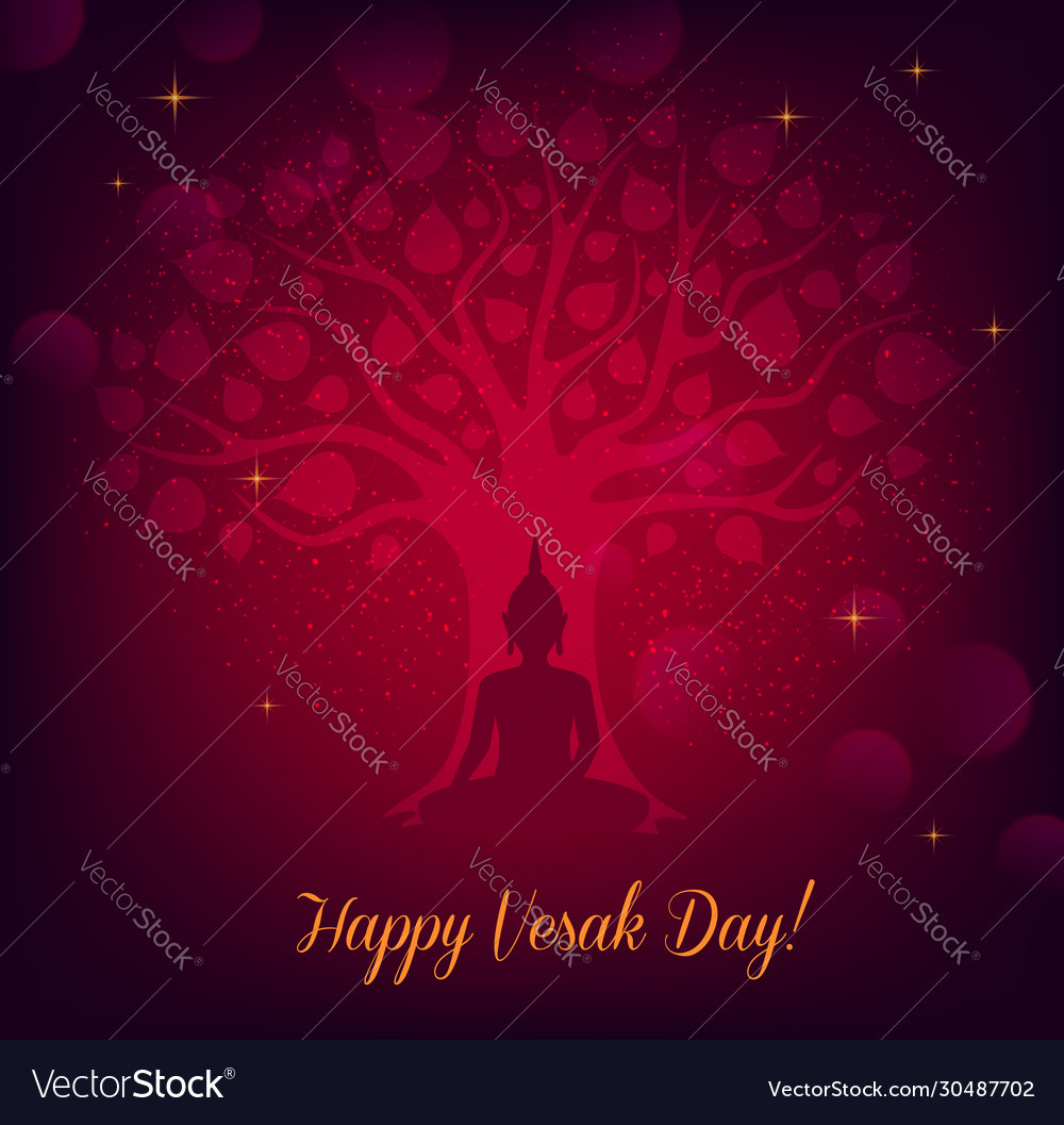 Buddha under bodhi tree vesak day holiday Vector Image