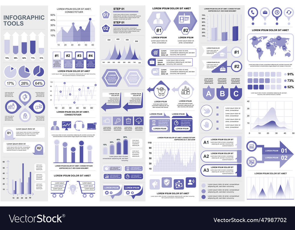 Bundle infographic elements data visualization vector image Bundle infographic elements data visualization