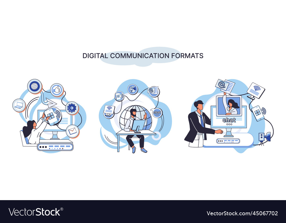 Digital communication formats metaphor content vector image Digital communication formats metaphor content