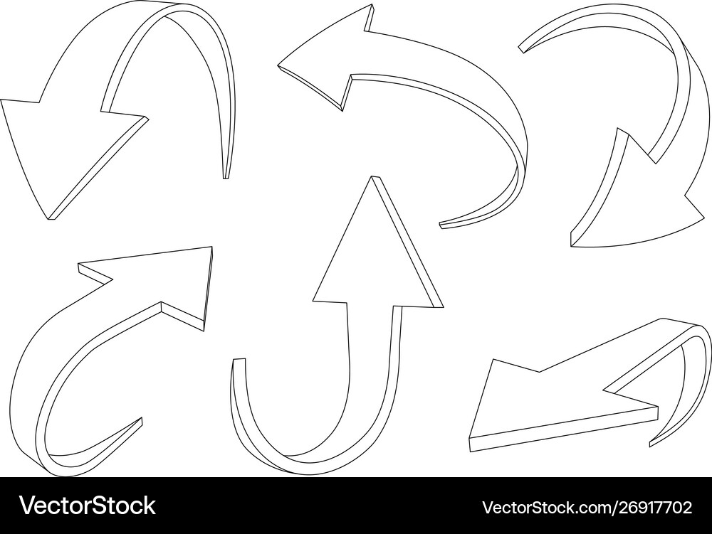 Down and up arrows set outline icons Royalty Free Vector