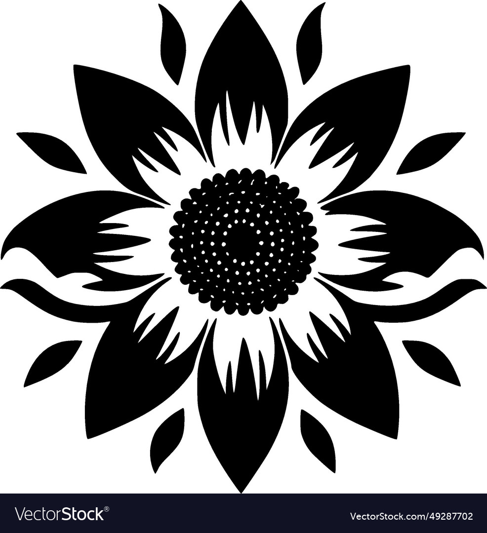 Flower - black and white isolated icon