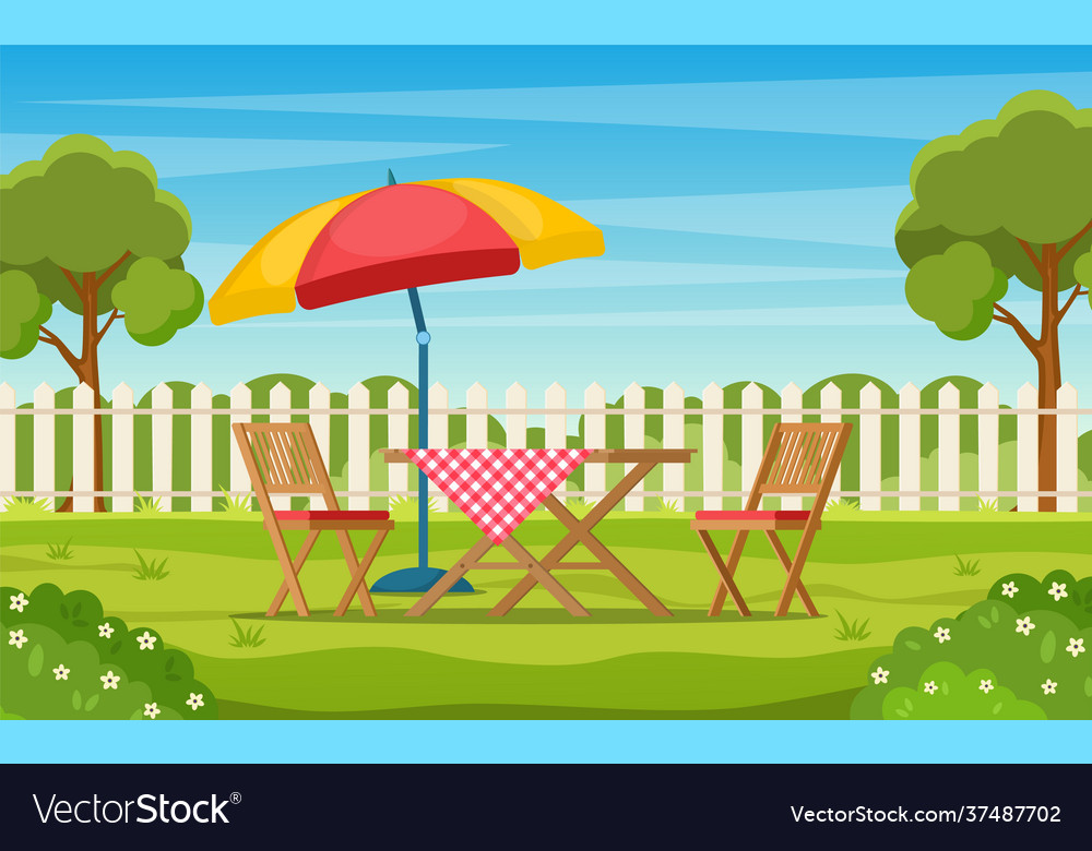 House backyard with green grass lawn Royalty Free Vector