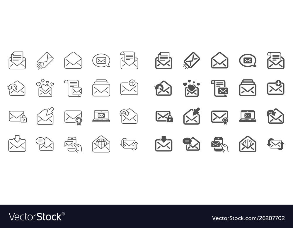 Mail message line icons set newsletter e-mail Vector Image Mail message line icons set newsletter e-mail