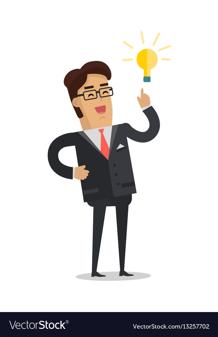 Man with bulb isolated businessman with ideas Vector Image