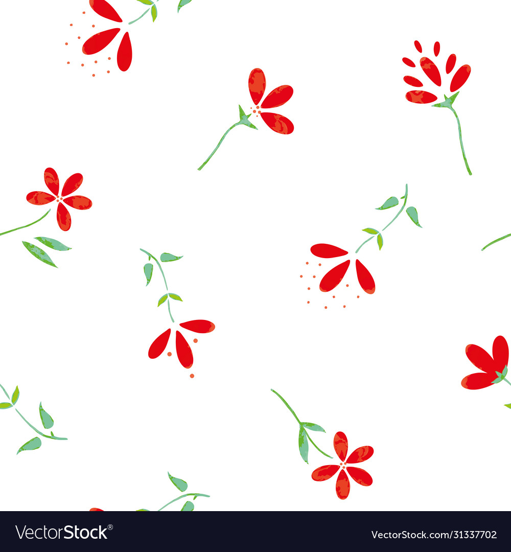 Petit rote Aquarell wilde Blumen auf weiß vector image Petit rote Aquarell wilde Blumen auf weiß