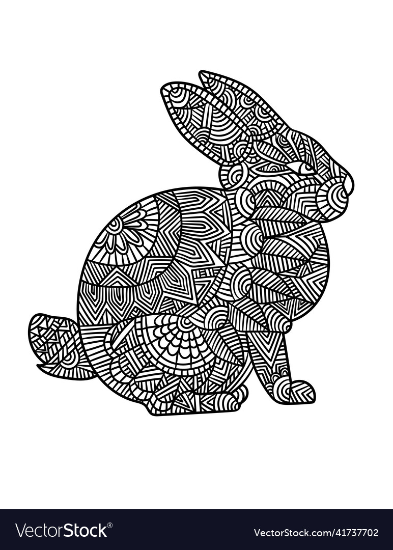 Rabbit mandala coloring pages for adults Vector Image