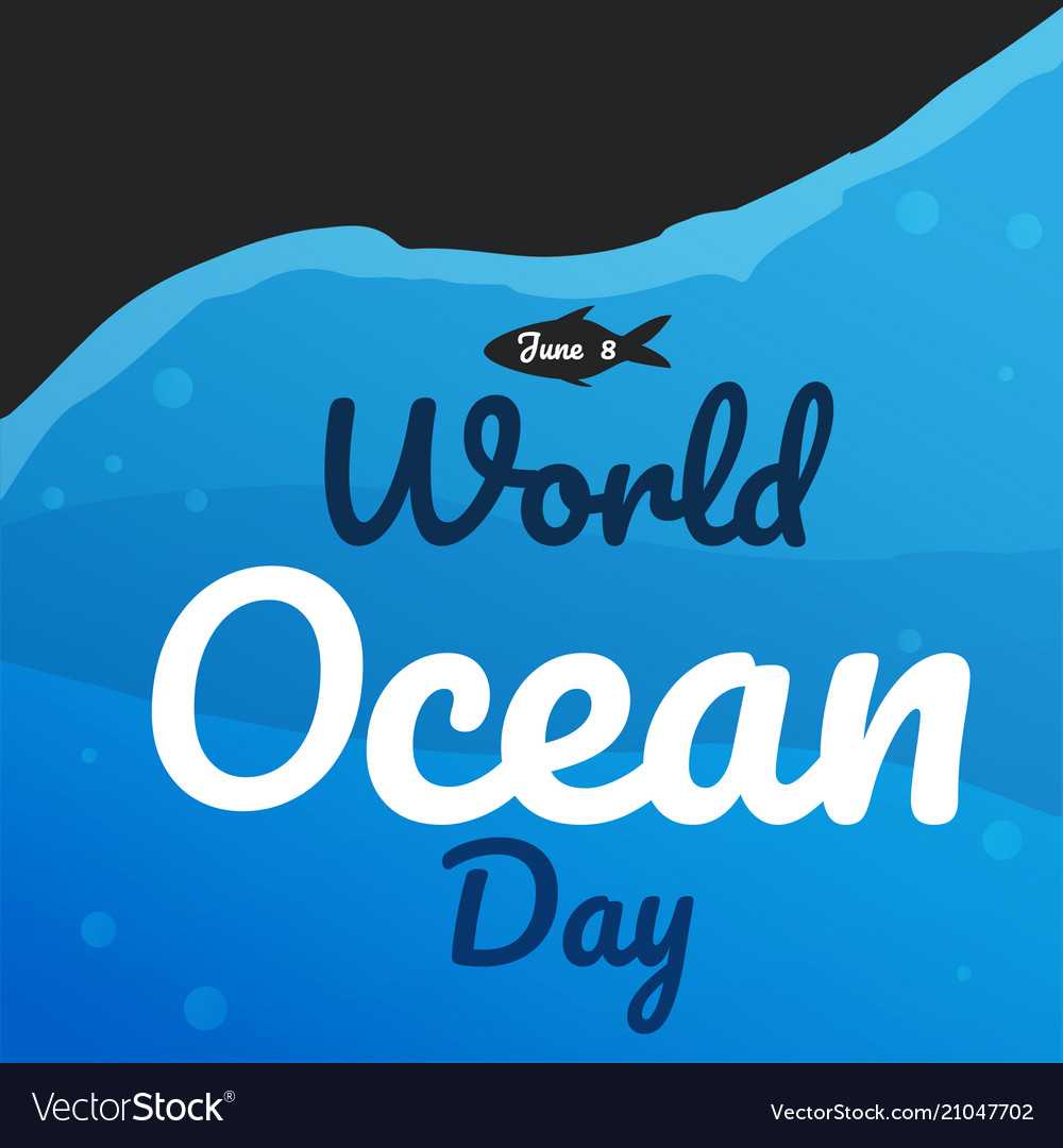 World ocean day text background greeting card