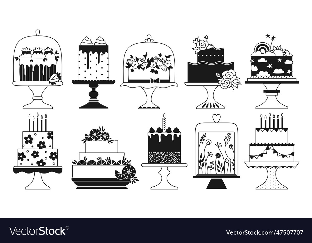 Birthday Wedding Cakes Celebration Desserts Doodle