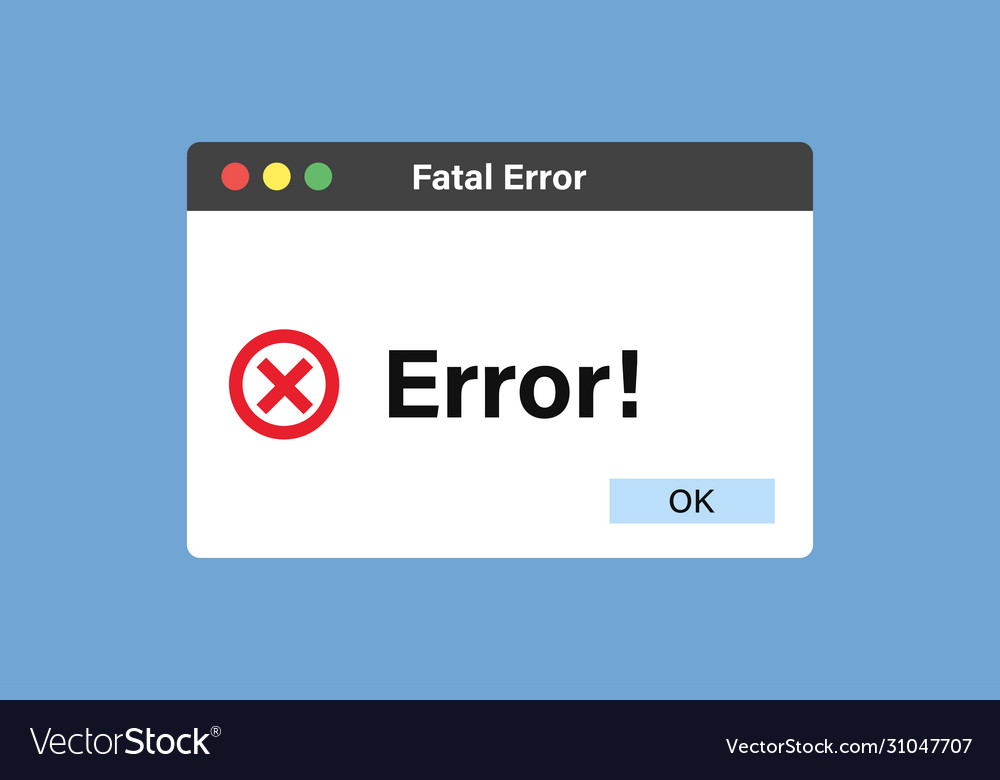 Browser window with error isolated on blue