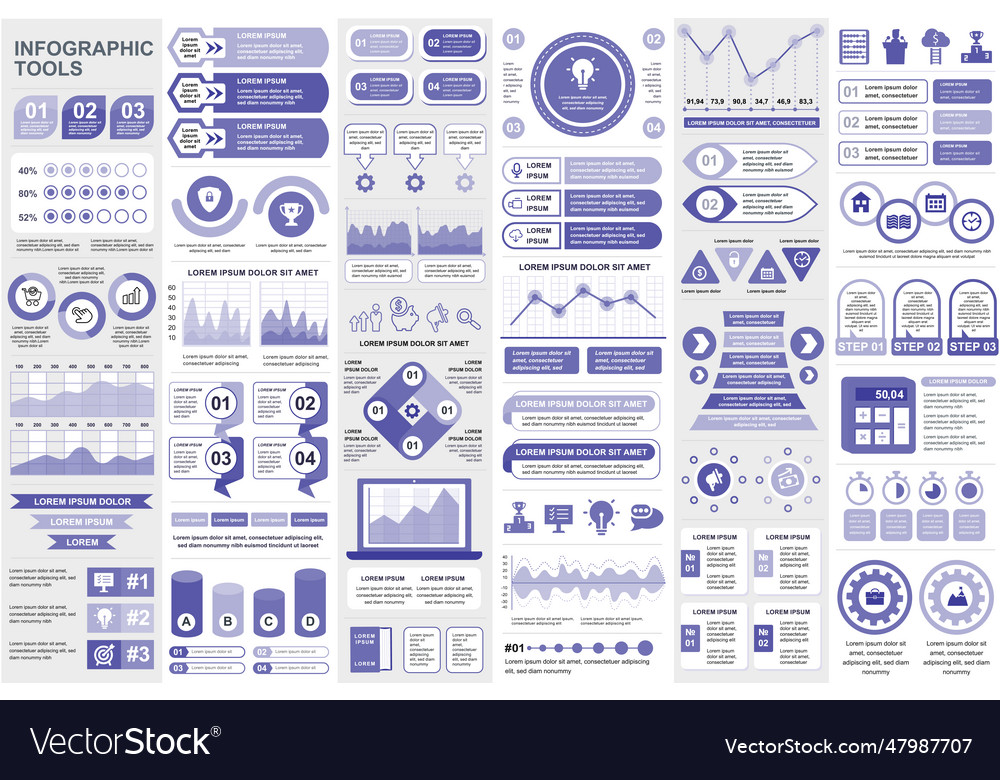Bundle infographic elements data visualization
