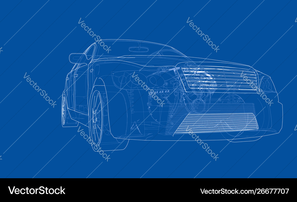 Concept car rendering 3d Royalty Free Vector Image